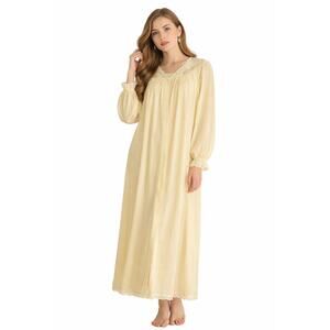 Vintage Shadowline Butter Yellow Nightgown Lace Spring Tradwife Cottagecore Med